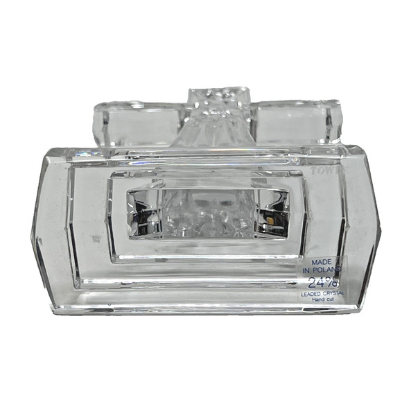 Towle 24% Lead Crystal Standing Cross 9" Tall Hand Cut Made in Poland CHIP - Picture 2 of 16